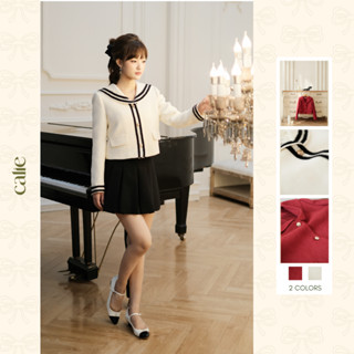 Áo khoác dạ tweed cổ thủy thủ, chất liệu dạ tweed kim tuyến cao cấp, thiết kế thanh lịch thời trang nữ Calie Ak086