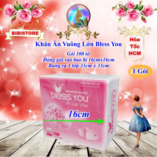 Khăn Ăn Vuông Lớn BLESS YOU 16cm x16cm_ 1 Gói 100 Tờ (Bibistore)
