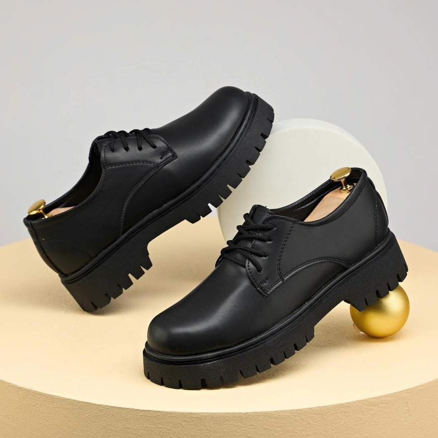 Giày đốc chucky basic trơn da mềm, đế tăng chiều cao 5cm, giày oxfords đế cao size từ 39 đến 43
