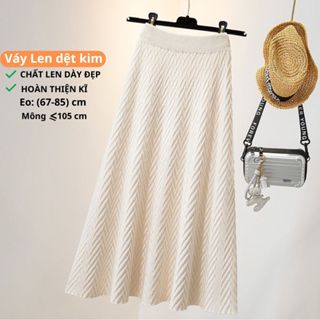 Chân Váy Len Dài Trung Bình Váy Chữ A Dáng Xòe Chất Len Đẹp Dày Dặn Cao Cấp YOLUMI