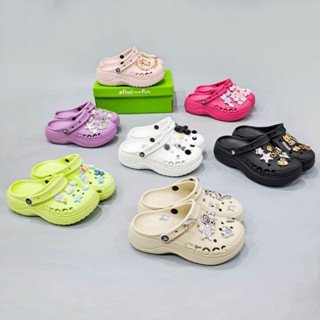 Dép sục classic baya crush đế cao unisex 5cm tặng kèm charms 3D gắn dép, sục bánh mì baya dành cho nữ đế cao 5 phân