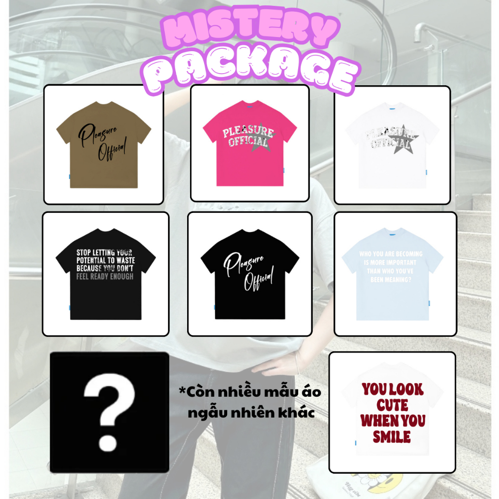 PLEASURE Random Box Thun Boxy - Rẻ Vô Địch/ Áo Thun Form Boxy Ngẫu Nhiên New 100% Unisex Chính Hãng 