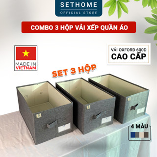  Set combo 3 hộp vải xếp quần áo SETHOME đựng đồ đạc đa năng trong nhà quần áo sách vở đồ dùng cá nhân 
