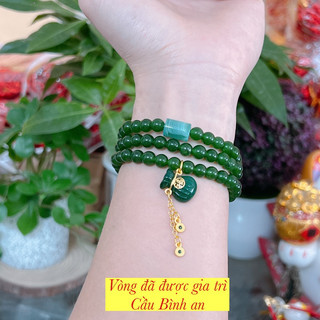 Vòng Tay Chuỗi Hạt Đá Xanh, vòng tay hạt 6 ly cho nữ may mắn bình an