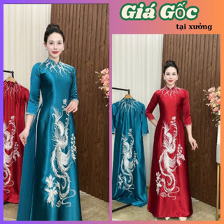 ( Mẫu Mới Khổng Tước ) Áo Dài Làm Sui Làm mẹ cô dâu chú rể , chất valentino cao cấp thêu lắc tay và đính đá