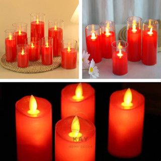 Nến điện tử, đèn cầy điện tử màu đỏ trang trí ban thờ đường kính 5cm