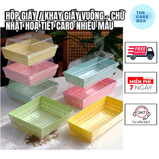 50 HỘP KRAFT CARO ĐỰNG BÁNH BÔNG LAN TRỨNG MUỐI, MINICAKE HÌNH VUÔNG E1413 / CHỮ NHẬT E1985- The Cake Box