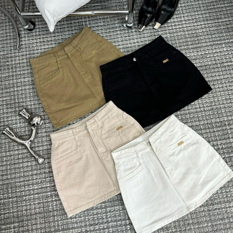 [K-JEANS] Chân váy jeans nữ form chữ A kèm tad