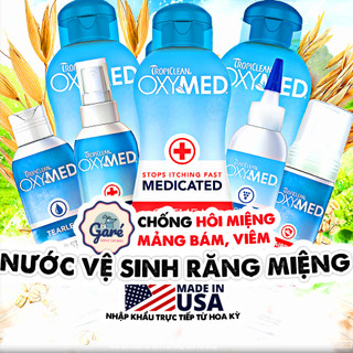  Sữa tắm xả & Xịt TropiClean Oxymed cho Chó Mèo hỗ trợ giảm kích ứng nấm ngứa da an toàn lành tính 