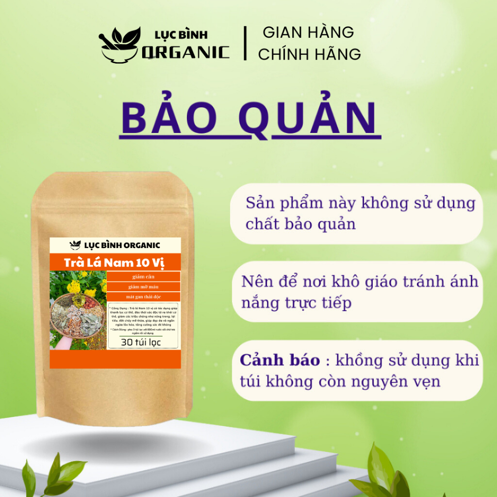 Trà lá nam 10 vị giảm cân hiệu quả, giảm cân cấp tốc, xẹp bụng, giảm mỡ bụng, thải độc ruột mát gan, thải độc gan