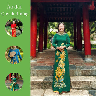 Áo dài Uyên Ương Khổng Tước kết pha lê ngọc trai trắng siêu sang cho mẹ by Quỳnh Hương