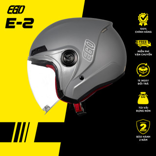 Mũ Bảo Hiểm 3/4 Nam Nữ EGO E-2 Một Kính Có Mái Che Thời Trang Thoáng Khí [Chính Hãng]