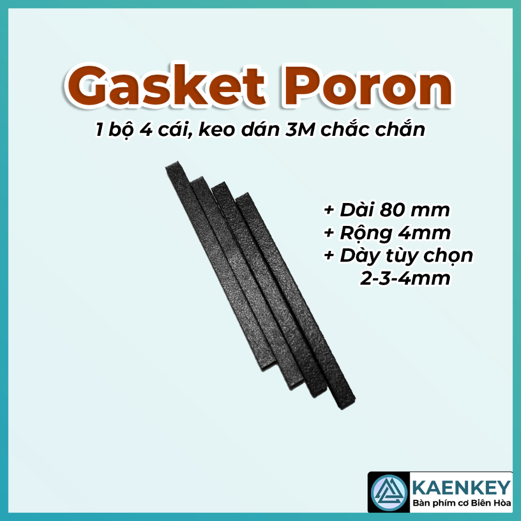 Bộ 4 tấm gasket Poron foam 80*4 Dày 2/3/4mm dán bàn phím keo 3m Kaenkey Aula Monsgeek keychron Neo Lucky65 rainy nut65