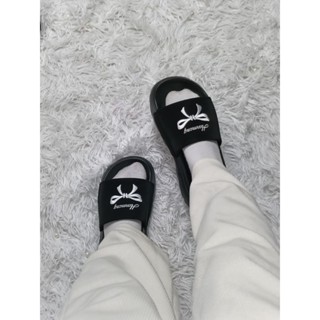  Dép Quai Ngang Harmony Silde Chunky Thêu Nơ Xinh Cute Nam Nữ Đế Eva Siêu Nhẹ - Dép Quai Ngang Nam Nữ 