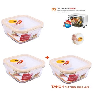 Mua 2 tặng 1 hộp thủy tinh lock&lock llg224t 750ml nắp hút chân không