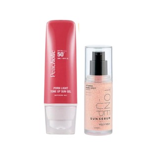 S56_Combo 1 Lọ Serum chống nắng Tone-Up Sun Serum Vely Vely 30ml (A213) + 1 Tuýp Kem Chống Nắng Peacholic (H48)