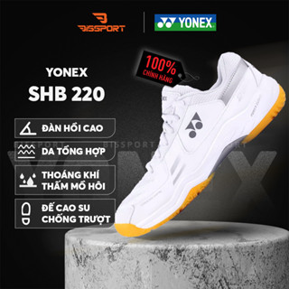  Giày Cầu Lông Yonex SHB 220 Trắng Xám Chính Hãng - Màu Sắc Thanh Lịch - Chống Trơn Tốt 