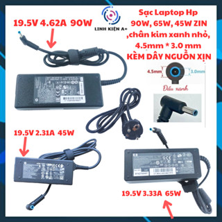 Sạc Laptop HP 90w   65w  45w   dạng chân kim xanh nhỏ 4.5x3.0mm KÈM DÂY NGUỒN XỊN