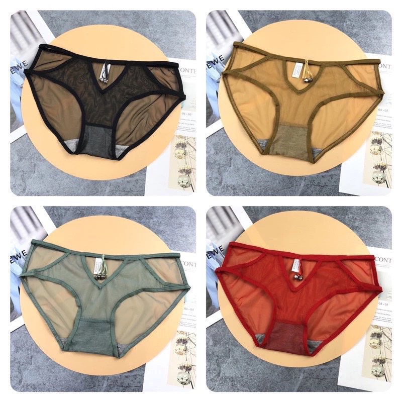 Set 10 quần lót ren điều hòa gắn nơ hình quả chuông, thoáng mát, sexy quyến rũ, nhiều màu-Helen shop