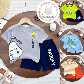 Đồ Bộ Quần Áo MINKY MOM Bé Trai Bé Gái Tay Ngắn Thun Lạnh Cộc Tay Trẻ Em 0 1 2 3 4 5 6 7 Tuổi Rồng Ô Tô Cún - Favybaby