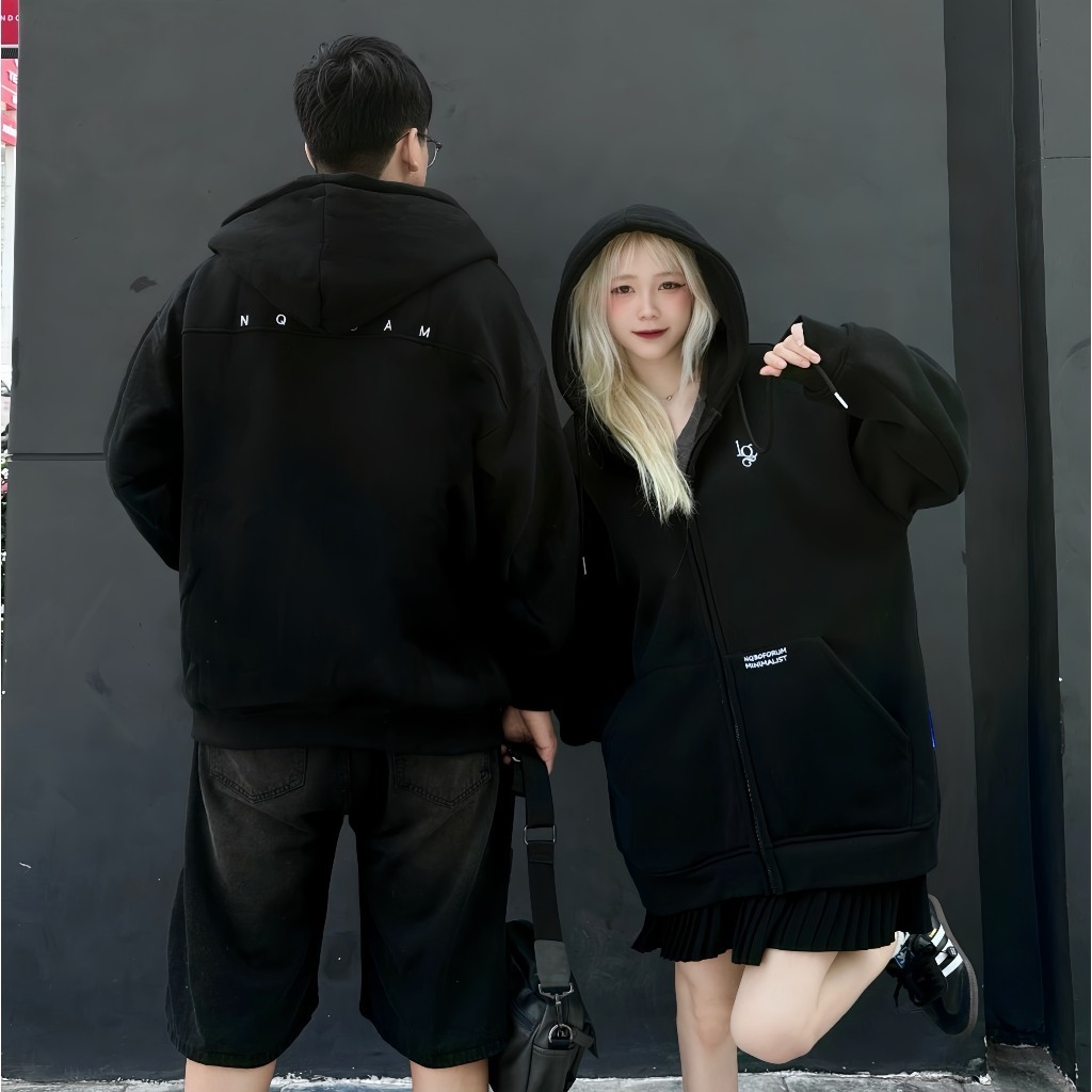 U1 - Áo Khoác Nỉ Hoodie Zip COTTON Thêu NQ30 AM Form Rộng Nam Nữ Unisex 3