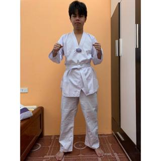 Võ phục quần áo Taekwondo vải KAKI DÀY đủ size từ 80cm đến 1m85 tặng đai