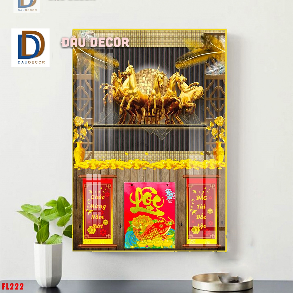 Tranh kèm lịch tết 2026, Lịch tết  làm quà tặng, tranh tráng gương 3D kèm lịch tết