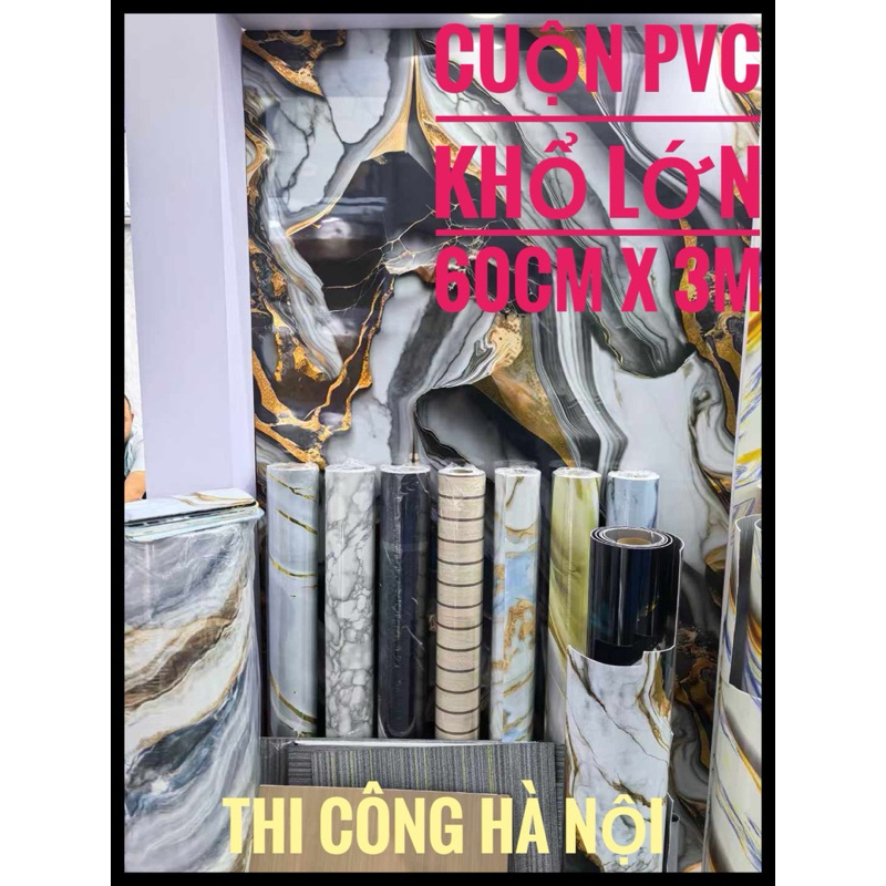 Xốp Dán Tường PVC Vân Đá dạng Cuộn công nghệ mới. Cuộn 60CM x 3M nét căng.