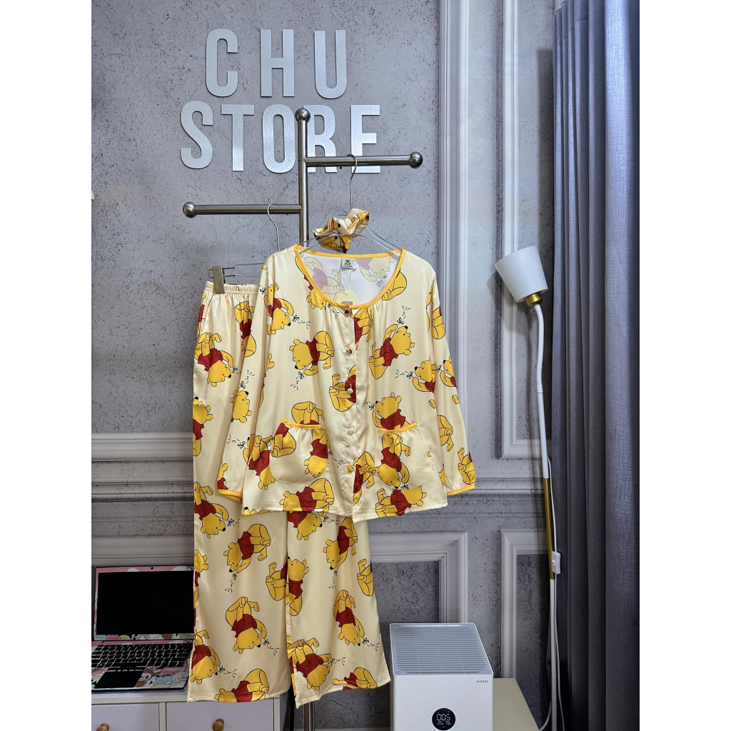 Bộ Lụa Mịn Tơ Tằm Nút Bọc Tiểu Thư 2 2 Túi *2CE*