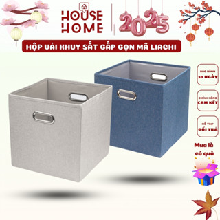 Hộp vải đựng quần áo Liachi không nắp gấp gọn hộp vải đựng tất vớ đồ chơi tay cầm kim loại hàng vải Oxford - HousetoHome