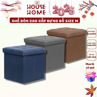 Ghế đôn đựng đồ, Ghế ngồi kiêm thùng vải gấp gọn tiện ích, thùng đựng đồ chơi cho bé - HousetoHome