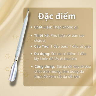 Sủi Da Lớn chất liệu innox hỗ trợ quá trình nhặt da, Que lấy khóe làm sạch bề mặt móng