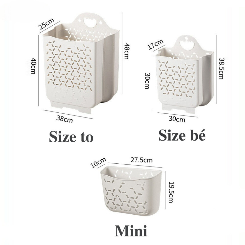 Giỏ đựng quần áo treo tường nhà tắm gấp gọn thông minh chất liệu nhựa PP&TPE kèm miếng dán chắc chắn | BigBuy360 - bigbuy360.vn