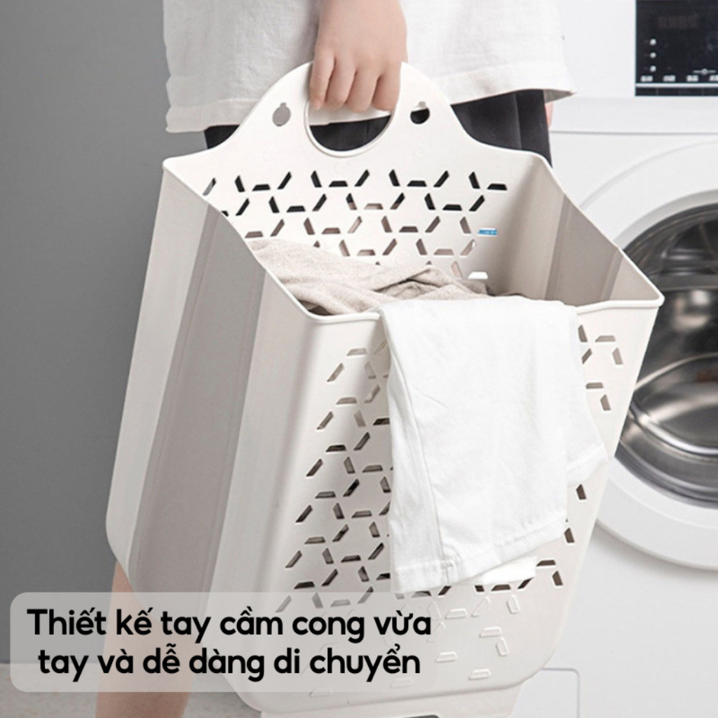 Giỏ đựng quần áo treo tường nhà tắm gấp gọn thông minh chất liệu nhựa PP&TPE kèm miếng dán chắc chắn | BigBuy360 - bigbuy360.vn