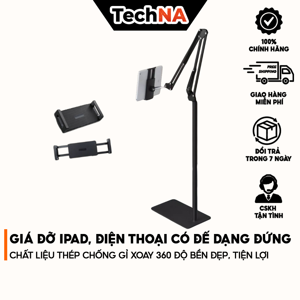 Giá Đỡ iPad, Điện Thoại Đa Năng Đế Thép Chống Gỉ, Siêu Chắc Chắn, Xoay 360°, Bền Đẹp - TECHNA STORE