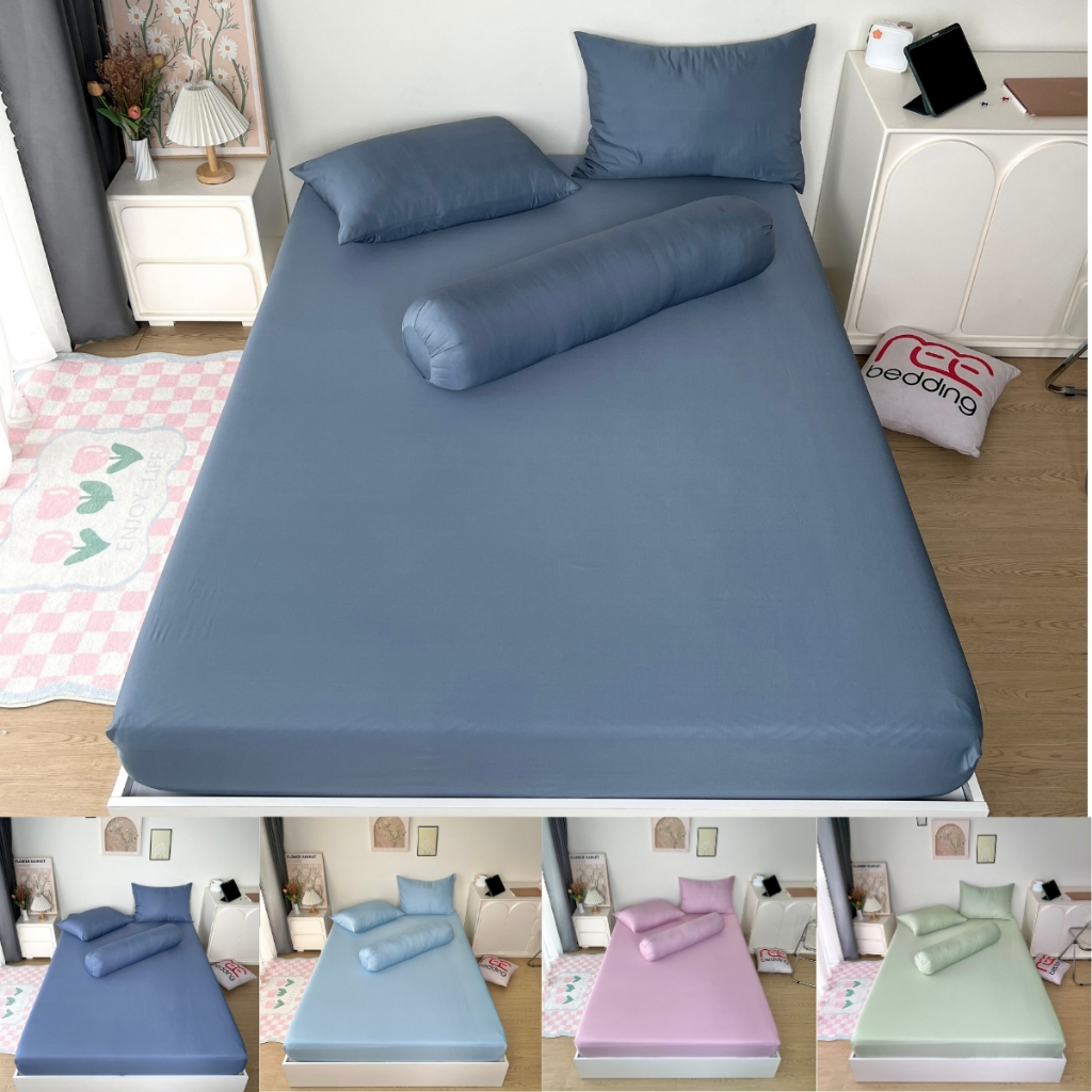 Bộ ga giường 4 món TENCEL REE Bedding nhiều mẫu trơn họa tiết đủ size drap trải ra nệm