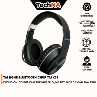 Tai nghe Bluetooth Chụp Tai K33, Chống Ồn, Có Khe Cắm Thẻ Nhớ, Jack 3.5 Cắm Máy Tính -TECHNA STORE