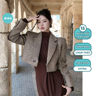 Áo khoác dạ tweed cổ vest form croptop Miho House