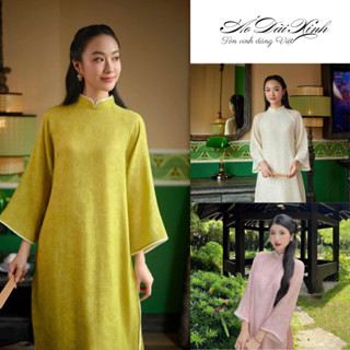 Áo Dài Mộc Miên Mochino, áo dài dáng suông vân hoa chìm sang trọng vải voan may 4 tà áo dài cho nữ - Áo Dài Xinh