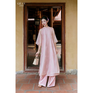 GILAN| Set áo dài Xuân Hoa chất liệu tơ cao cấp mềm mại, thanh lịch, duyên dáng
