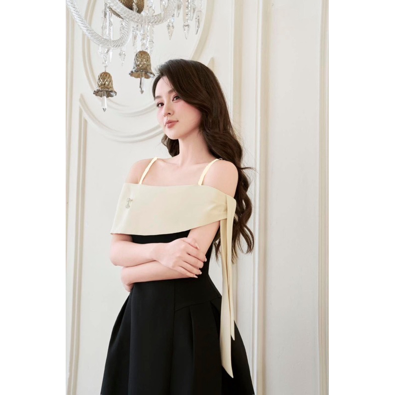 [𝐌𝐮𝐬𝐭 𝐇𝐚𝐯𝐞] Đầm thiết kế Shi Shang, đầm dự tiệc trễ vai buộc nơ dáng xoè thanh lịch, cao cấp | BigBuy360 - bigbuy360.vn