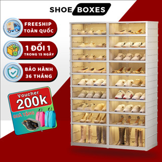Tủ giày thông minh SHOEBOX 36 đôi 9104-8-1G, Tủ đựng giày chất liệu nhựa ABS nguyên sinh, có bánh xe
