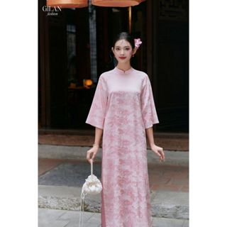 GILAN | Set áo dài Nguyệt Cát chất liệu lụa cao cấp in hoạ tiết nổi, sang trọng, duyên dáng