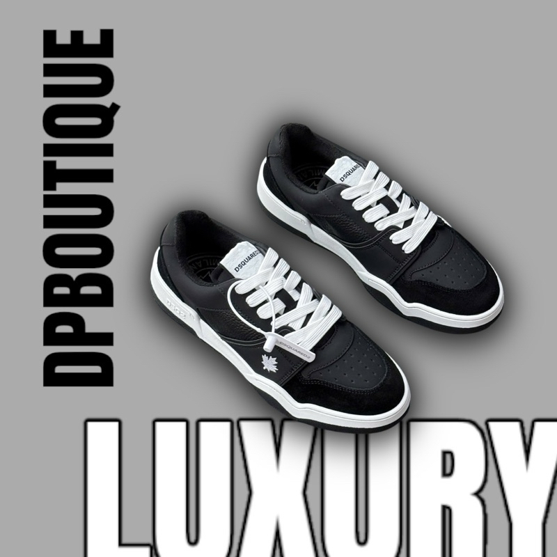 [ DPBoutique.hn 2 ] - Giày Sneaker D.S.Q2 Đen Trắng Logo Lá Phong Cao Cấp - Giày Sneaker D.S.Q2 [ Fu