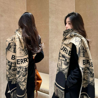 KHĂN QUÀNG CỔ BURBERRY KHĂN CHOÀNG VAI DẠ LEN MỀM MỊN HOẠ TIẾT HAI MẶT SANG TRỌNG