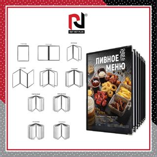 Bìa Menu Lá Nhựa Trong Suốt Khổ A4, Viền Simili Đen Chống Trầy Xước Chắc Chắn