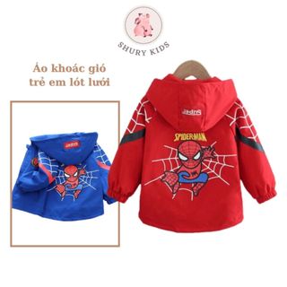  Áo khoác gió 2 lớp lót lưới cho bé hình siêu nhân nhện  SPIDERMAN 3  dáng suông cực ngầu siêu đẹp Siêu HOT 