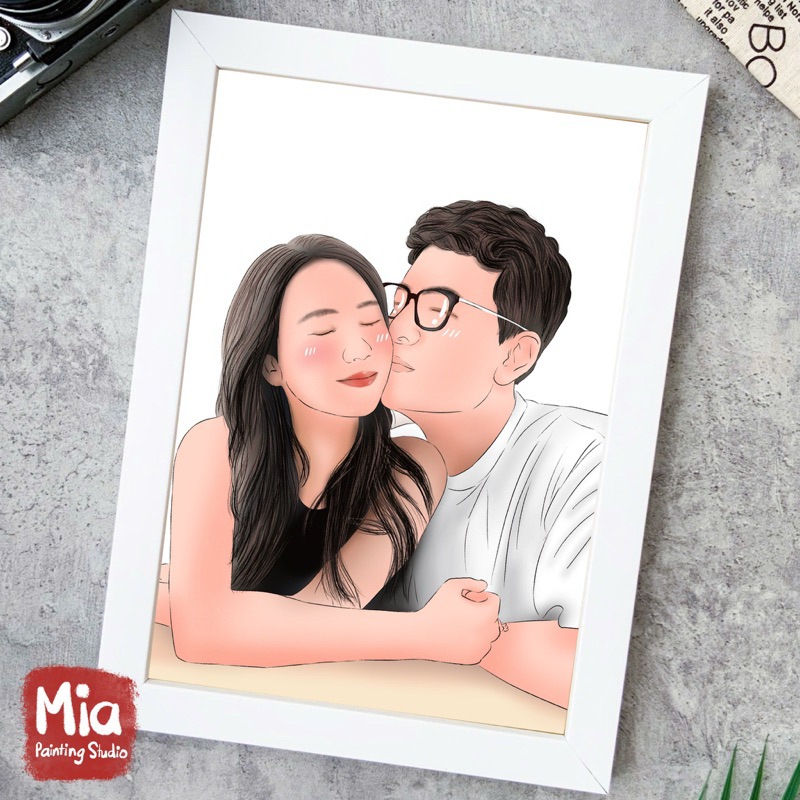 Vẽ tranh tặng người yêu style vẽ theo ảnh digital painting theo yêu cầu
