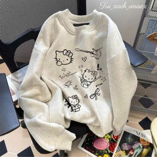 Áo Khoác Hello Kitty nữ local brand Trắng form rộng mùa đông áo dài tay sweater - UNISEX G