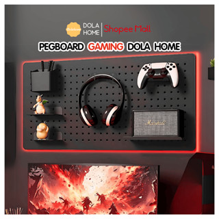 Pegboard decor gaming Dola Home để bàn phím, tay cầm chơi game, mô hình anime, game Arcane setup bàn làm việc